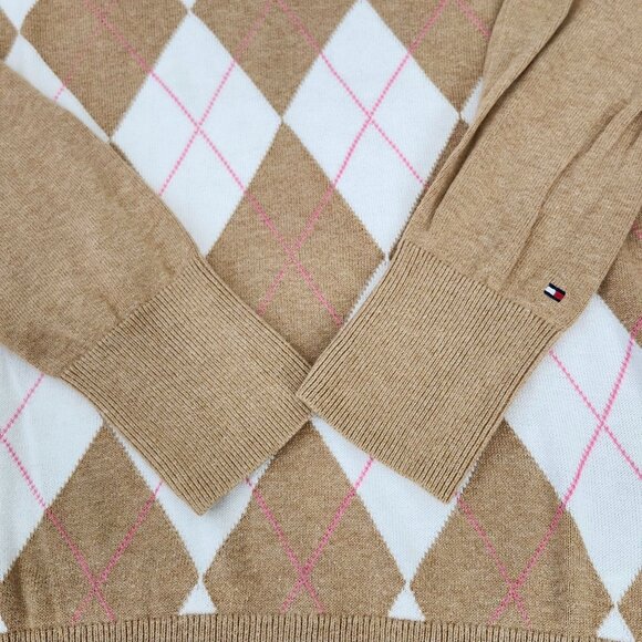 Tommy Hilfiger Pima Cotton Argyle Sweater Tennis Prep Light Academia Y2K Golf - Picture 5 of 10